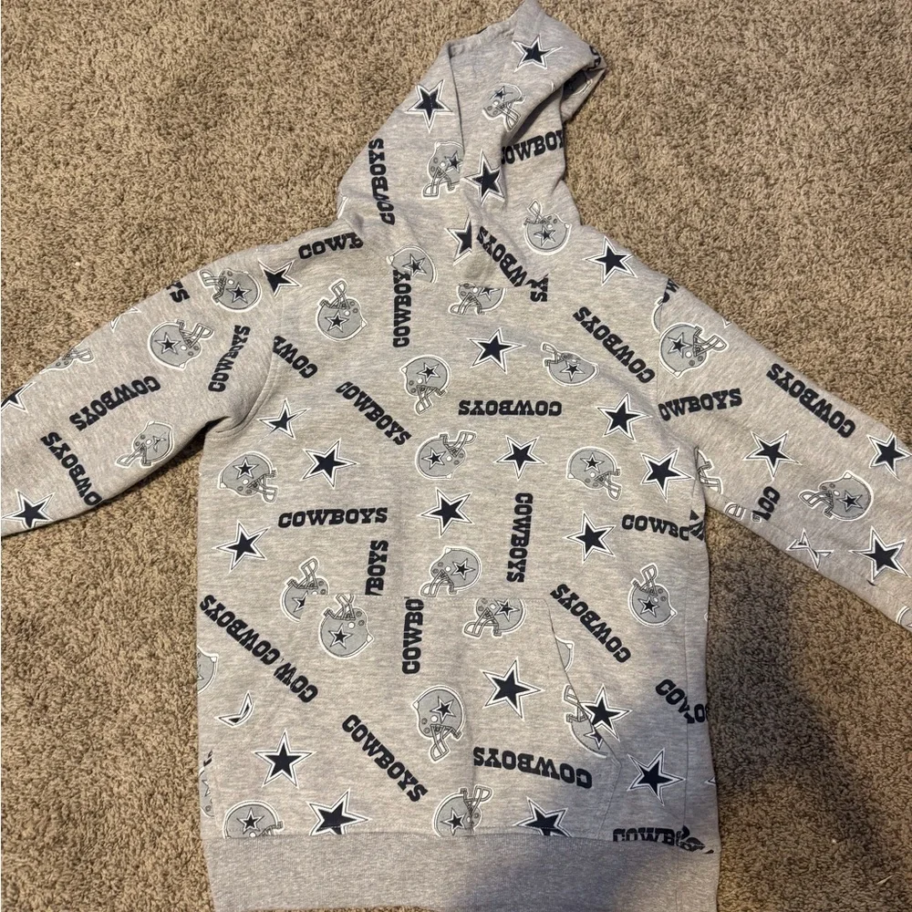 NFL Kids Dallas Cowboys Allover Logo Gray Hoodie